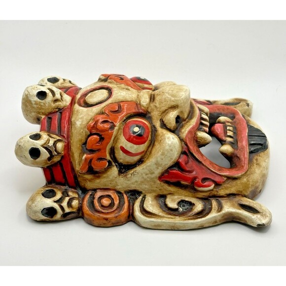 Hand Carved Mahakala Mask Wall Hanging Décor Used - Picture 8 of 13